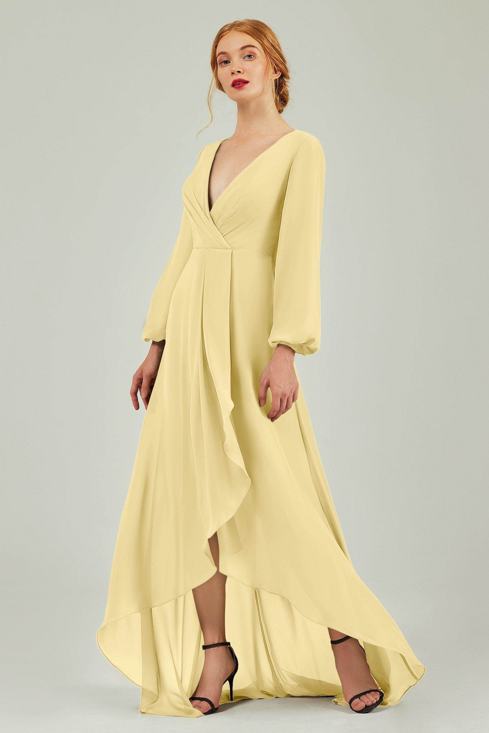 Asymmetrical Sweep-Brush Chiffon Bridesmaid Dress Formal Dresses CB0239 - COCOMELODY